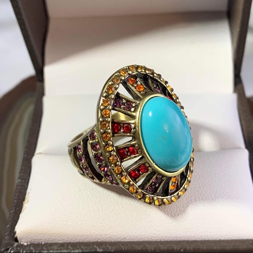 crystal gold tone Ring size 7 - Picture 2 of 3